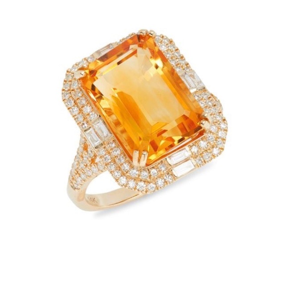 Effy Gold Ring with Radiant Orange Gemstone - Picture 4 of 8